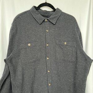 Marine Layer Pacifica Stretch Twill Shirt Dark Herringbone - EUC